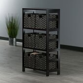  Leo 7-Piece Storage Shelf with 6 Foldable Woven Baskets, Espresso and Chocolate, 25-3/16'' W x 11-1/4'' D x 42'' H