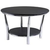  Maya Round Coffee Table, Black Top, Metal Legs