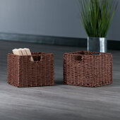  Tessa 2-Piece Foldable Woven Rope Basket Set, Walnut, Small: 11'' W x 10-1/4'' D x 9'' H