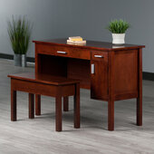  Emmet 2-Piece Desk with Bench, Walnut, 44-3/4'' W x 17-1/2'' D x 29-7/8 H