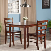  Inglewood 3-Piece Set Rectangle Dining Table with Ladder-back Chairs, Walnut, 47-1/4'' W x 29-1/2'' D x 29-7/8'' H