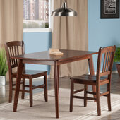  Shaye 3-Piece Set Oblong Dining Table with Slat-back Chairs, Walnut, 47-1/4'' W x 29-1/2'' D x 29-1/8'' H