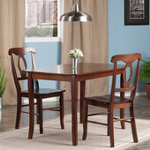  Inglewood 3-Piece Set Rectangle Dining Table with Key Hole Chairs, Walnut, 47-1/4'' W x 29-1/2'' D x 29-7/8'' H