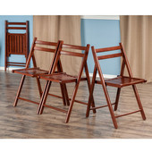  Robin 4-Piece Folding Chair Set with Slatted Seats, Walnut, 17-5/8'' W x 19-1/8'' D x 32-1/4'' H