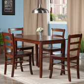  Inglewood 5-Piece Set Rectangle Dining Table with Ladder-back Chairs, Walnut, 47-1/4'' W x 29-1/2'' D x 29-7/8'' H