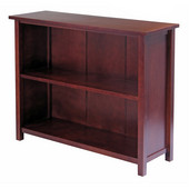  Milan 2-Tier Wide Storage Shelf/Bookcase, 39'' W x 13'' D x 30'' H, Walnut