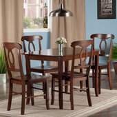  Inglewood 5-Piece Set Rectangle Dining Table with Key Hole Back Chairs, Walnut, 47-1/4'' W x 29-1/2'' D x 29-7/8'' H