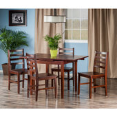  Pulman 5-Piece Dining Set Extendable Table with 4 Hamilton Ladder Back Chairs, Walnut, 48'' W x 29-7/8'' D x 29-7/8'' H
