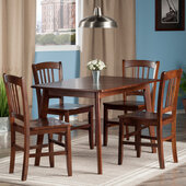  Shaye 5-Piece Set Oblong Dining Table with Slat Back Chairs, Walnut, 47-1/4'' W x 29-1/2'' D x 29-1/8'' H