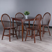  Mornay 5-Piece Dining Table with Windsor Chairs, Walnut, 35-7/8'' W x 35-7/8'' D x 30-1/8'' H