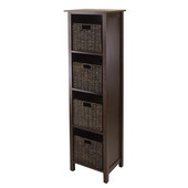  Granville 5pc Storage Shelf, 4-section with 4 Foldable Baskets in Walnut / Chocolate