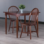  Mornay 3-Piece Set Square Dining Table with Windsor Chairs, Walnut, 35-7/8'' W x 35-7/8'' D x 30-1/8'' H