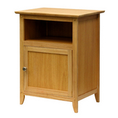  Night Stand with Storage Cabinet and Upper Shelf in Natural Finish