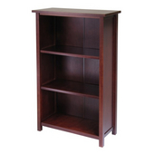  Milan 3-Tier Storage Shelf/Bookcase, Walnut, 28'' W x 13'' D x 43'' H