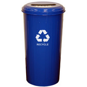  Geo Cube Recycling Receptacle, 8'' Slot Opening, 20 gallon, 16'' W x 16'' D x 30'' H, Recycle Blue