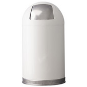  Dome Top Indoor Waste Receptacle, White with Galvanized Liner, 12 Gallon
