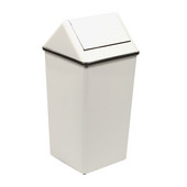  Swing Top Receptacle Trash Can, Small, 29in H, 13 gal, White