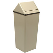  Swing Top Receptacle Trash Can, Large, 39in H, 36 gal, Almond