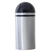  Dome Top Chrome Trash Receptacle with Black Trim, 15 gallons