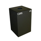  24 Gallon Geocube Indoor Recycling Container, Round Opening with Cans & Bottles Decals, 15''W x 15''D x 24''H, Charcoal