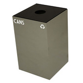  24 Gallon Geocube Indoor Recycling Container, Round Opening with Cans & Bottles Decals, 15''W x 15''D x 24''H, Slate