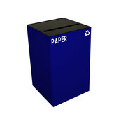  24 Gallon Geocube Indoor Recycling Container, Slot Opening with Paper & Recycle Decals, 15''W x 15''D x 24''H, Blue