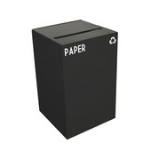  24 Gallon Geocube Indoor Recycling Container, Slot Opening with Paper & Recycle Decals, 15''W x 15''D x 24''H, Charcoal