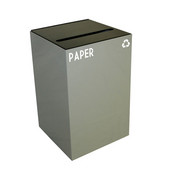  24 Gallon Geocube Indoor Recycling Container, Slot Opening with Paper & Recycle Decals, 15''W x 15''D x 24''H, Slate