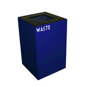  24 Gallon Geocube Indoor Recycling Container, Square Opening with Waste & Recycle Decals, 15''W x 15''D x 24''H, Blue
