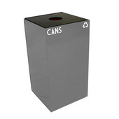  28 Gallon Geocube Indoor Recycling Container, Round Opening with Cans & Bottles Decals, 15''W x 15''D x 28''H, Slate