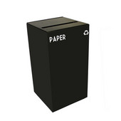  28 Gallon Geocube Indoor Recycling Container, Slot Opening with Paper & Recycle Decals, 15''W x 15''D x 28''H, Charcoal