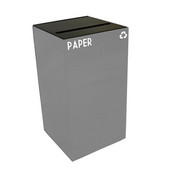  28 Gallon Geocube Indoor Recycling Container, Slot Opening with Paper & Recycle Decals, 15''W x 15''D x 28''H, Slate