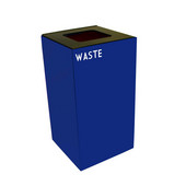  28 Gallon Geocube Indoor Recycling Container, Square Opening with Waste & Recycle Decals, 15''W x 15''D x 28''H, Blue
