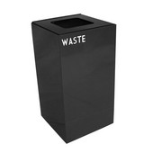  28 Gallon Geocube Indoor Recycling Container, Square Opening with Waste & Recycle Decals, 15''W x 15''D x 28''H, Charcoal