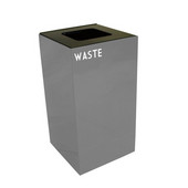 28 Gallon Geocube Indoor Recycling Container, Square Opening with Waste & Recycle Decals, 15''W x 15''D x 28''H, Slate