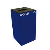  28 Gallon Geocube Indoor Recycling Container, Combo Round & Slot Opening with 2 Recycle Decals, 15''W x 15''D x 28''H, Blue
