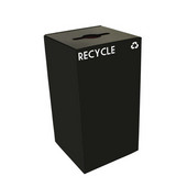  28 Gallon Geocube Indoor Recycling Container, Combo Round & Slot Opening with 2 Recycle Decals, 15''W x 15''D x 28''H, Charcoal