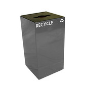  28 Gallon Geocube Indoor Recycling Container, Combo Round & Slot Opening with 2 Recycle Decals, 15''W x 15''D x 28''H, Slate