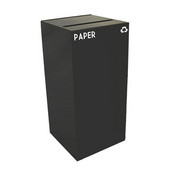  32 Gallon Geocube Indoor Recycling Container, Slot Opening with Paper & Recycle Decals, 15''W x 15''D x 32''H, Charcoal