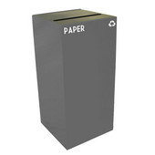  32 Gallon Geocube Indoor Recycling Container, Slot Opening with Paper & Recycle Decals, 15''W x 15''D x 32''H, Slate