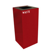  32 Gallon Geocube Indoor Recycling Container, Square Opening with Waste & Recycle Decals, 15''W x 15''D x 32''H, Scarlet