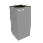  32 Gallon Geocube Indoor Recycling Container, Square Opening with Waste & Recycle Decals, 15''W x 15''D x 32''H, Slate
