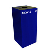 32 Gallon Geocube Indoor Recycling Container, Combo Round & Slot Opening with 2 Recycle Decals, 15''W x 15''D x 32''H, Blue