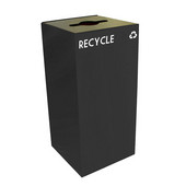  32 Gallon Geocube Indoor Recycling Container, Combo Round & Slot Opening with 2 Recycle Decals, 15''W x 15''D x 32''H, Charcoal