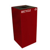  32 Gallon Geocube Indoor Recycling Container, Combo Round & Slot Opening with 2 Recycle Decals, 15''W x 15''D x 32''H, Scarlet