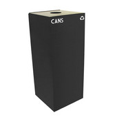  36 Gallon Geocube Indoor Recycling Container, Round Opening with Cans & Bottles Decals, 15''W x 15''D x 36''H, Charcoal