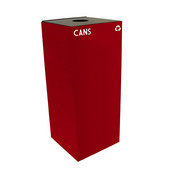  36 Gallon Geocube Indoor Recycling Container, Round Opening with Cans & Bottles Decals, 15''W x 15''D x 36''H, Scarlet