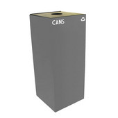  36 Gallon Geocube Indoor Recycling Container, Round Opening with Cans & Bottles Decals, 15''W x 15''D x 36''H, Slate