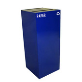 36 Gallon Geocube Indoor Recycling Container, Slot Opening with Paper & Recycle Decals, 15''W x 15''D x 36''H, Blue