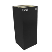  36 Gallon Geocube Indoor Recycling Container, Slot Opening with Paper & Recycle Decals, 15''W x 15''D x 36''H, Charcoal